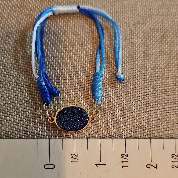 Blue and Gold Druzy Adjustable Bracelet. - Picture 2 of 2